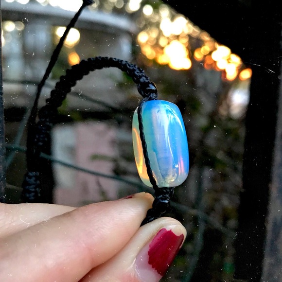 ☽ Iridescent Opalite Stone Macrame Bracelet - Picture 2 of 3